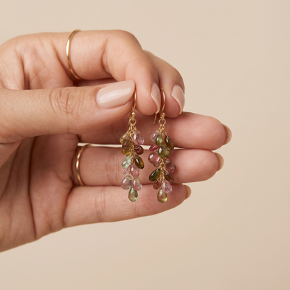 Handcrafted Gold Plated Silver Gemstone Earrings