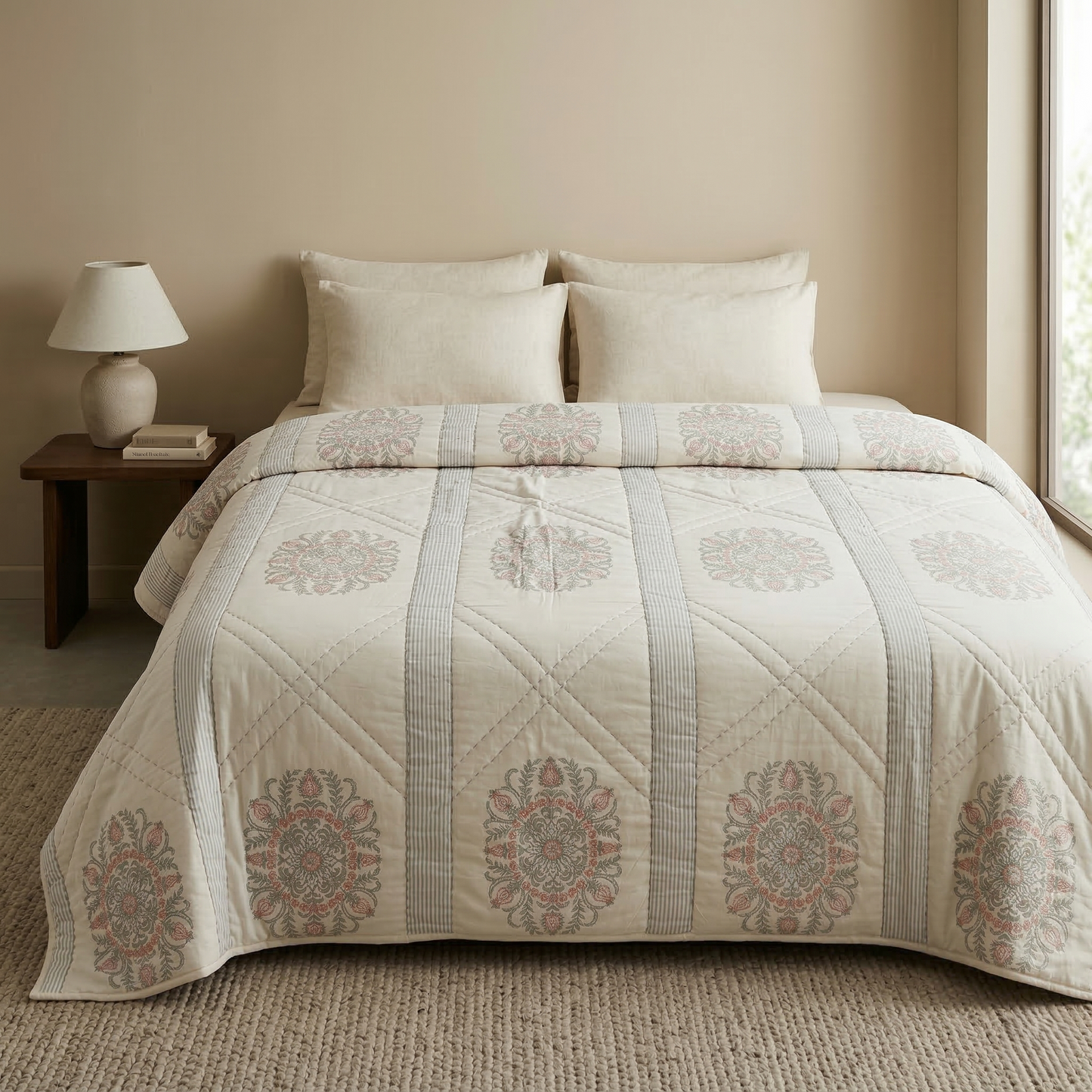 Hand Block Inspired Medallion Quilt