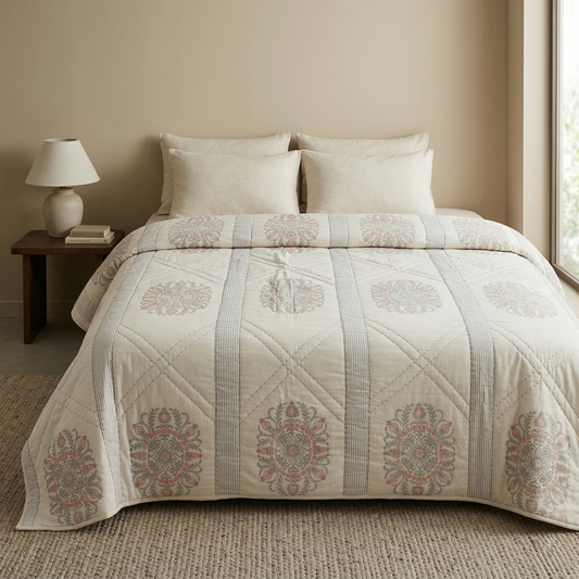Hand Block Inspired Medallion Quilt
