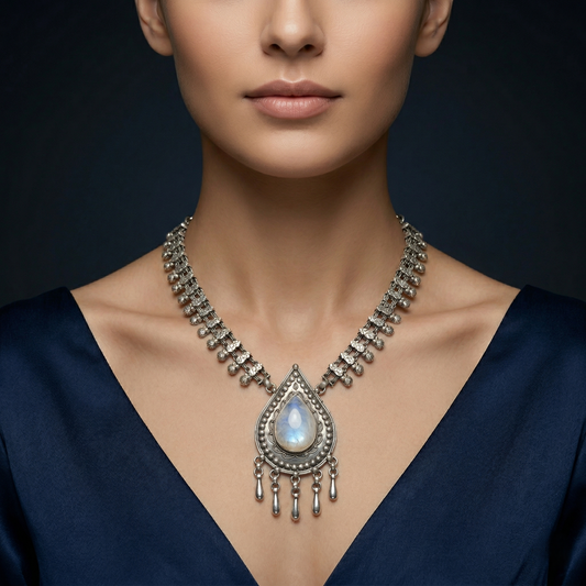 Ethereal Moonstone 92.5 Sterling Silver Choker