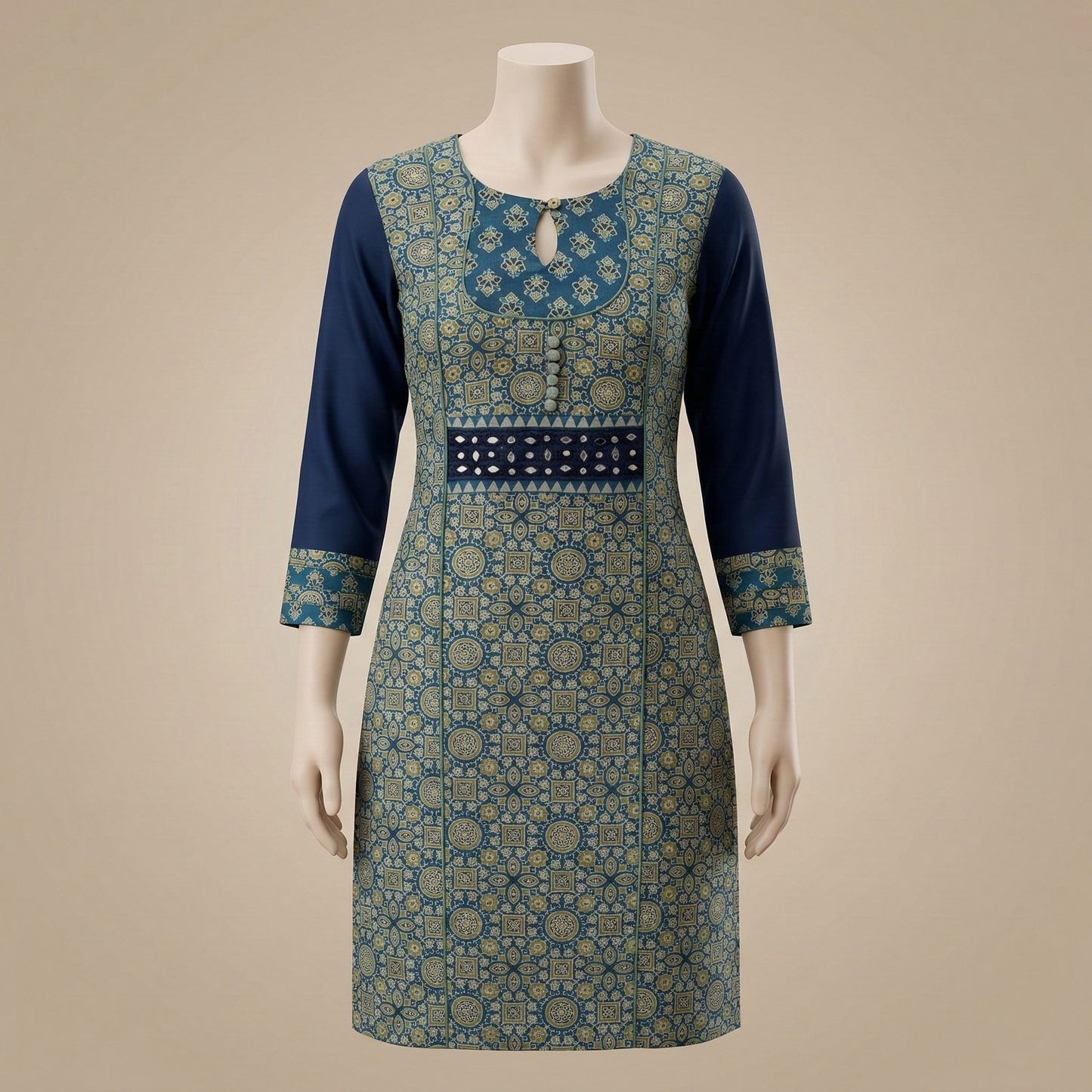 Teal Elegance Royal Blue Heritage Kurti