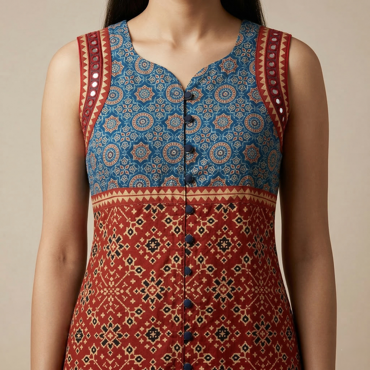 Floral Fusion Longline Button Down Kurti