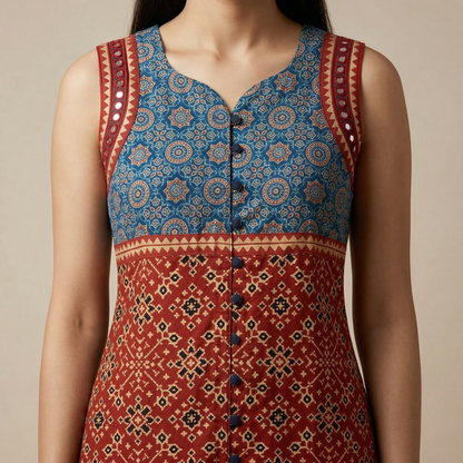 Floral Fusion Longline Button Down Kurti