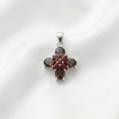 Elegant Silver Cross Gemstone Pendant