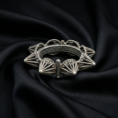 Ornate Silver Filigree Spiked Kada Bracelet