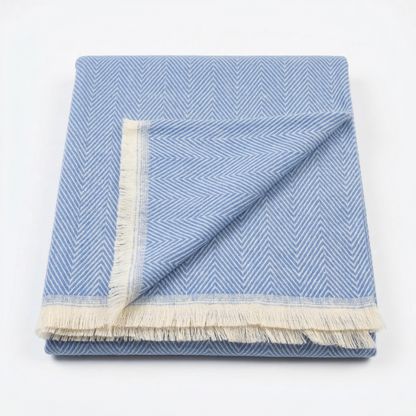 Elegant Sage Herringbone Hand Woven Blanket
