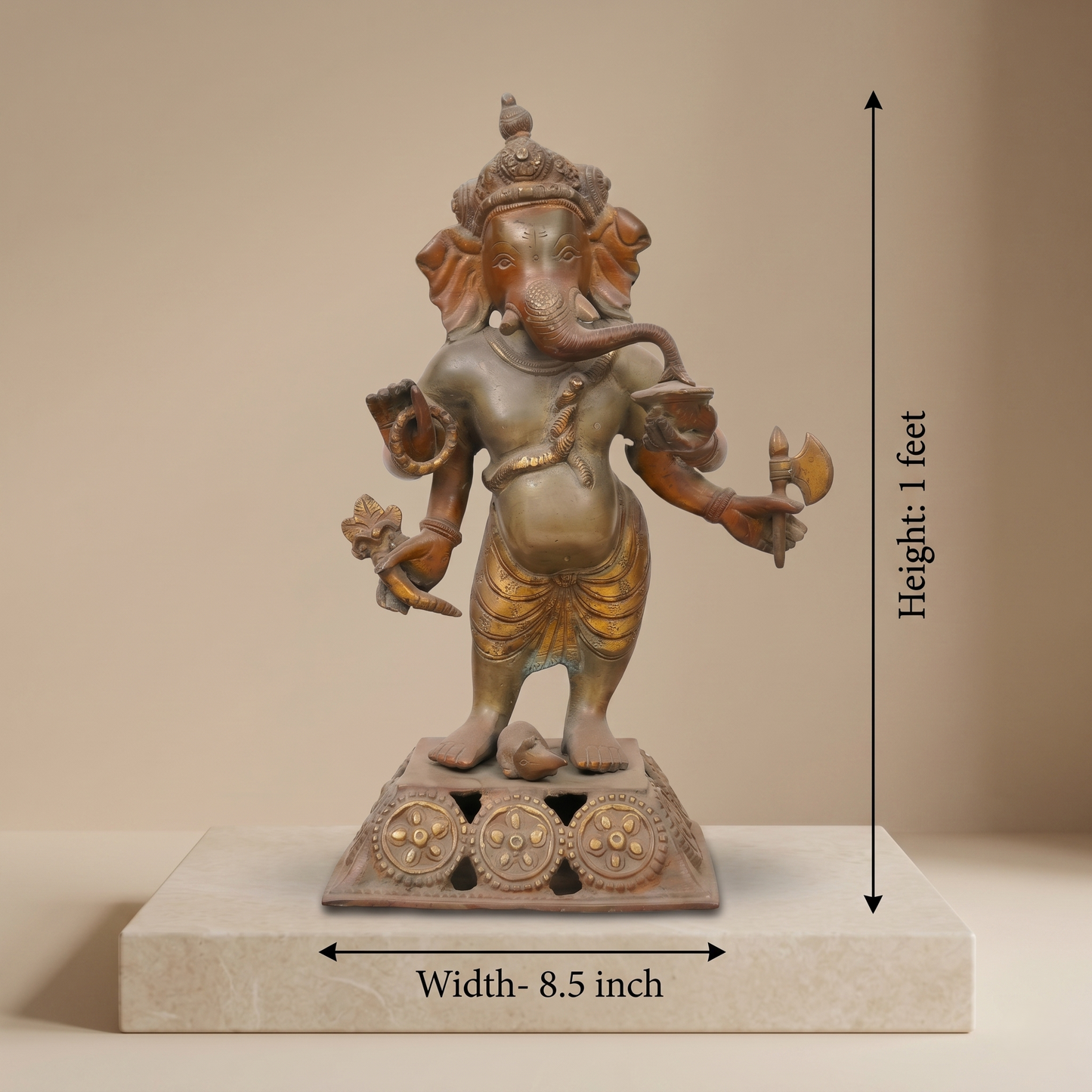 Divine Standing Ganesha Brass Heritage Idol