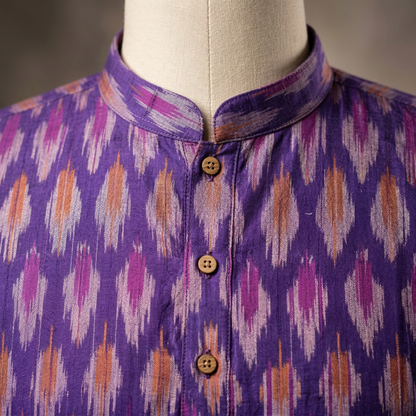 Royal Purple Ikat Cotton Men's Kurta