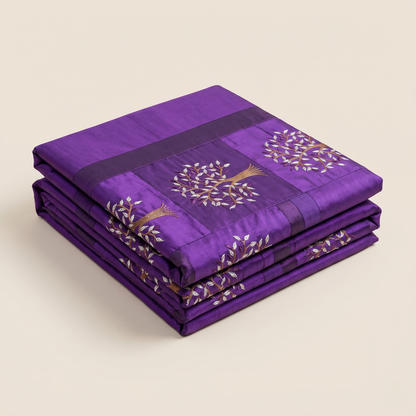 Royal Purple Tree Silk Luxury Bedcover