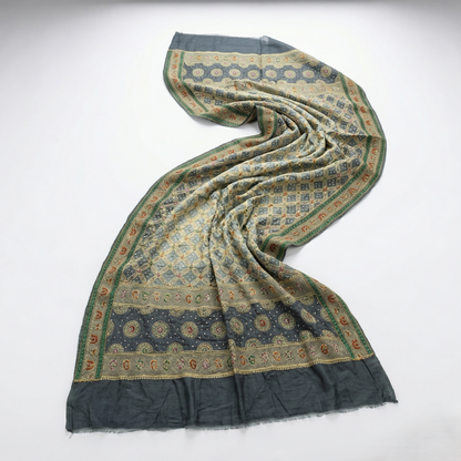 Royal Olive Silk Banarasi Pattern Dupatta