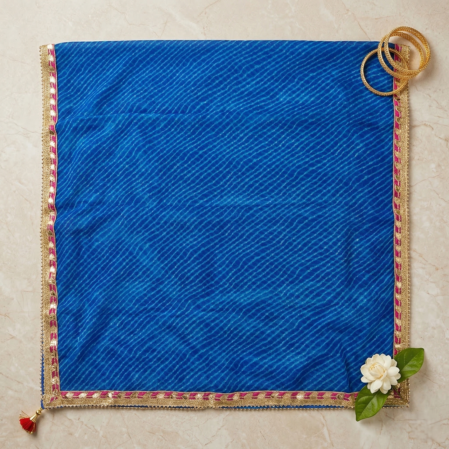 Azure Leheriya Silk Gota Patti Dupatta