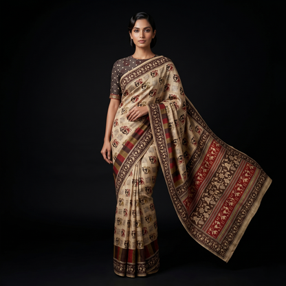 Tussar Silk Warli Art Saree