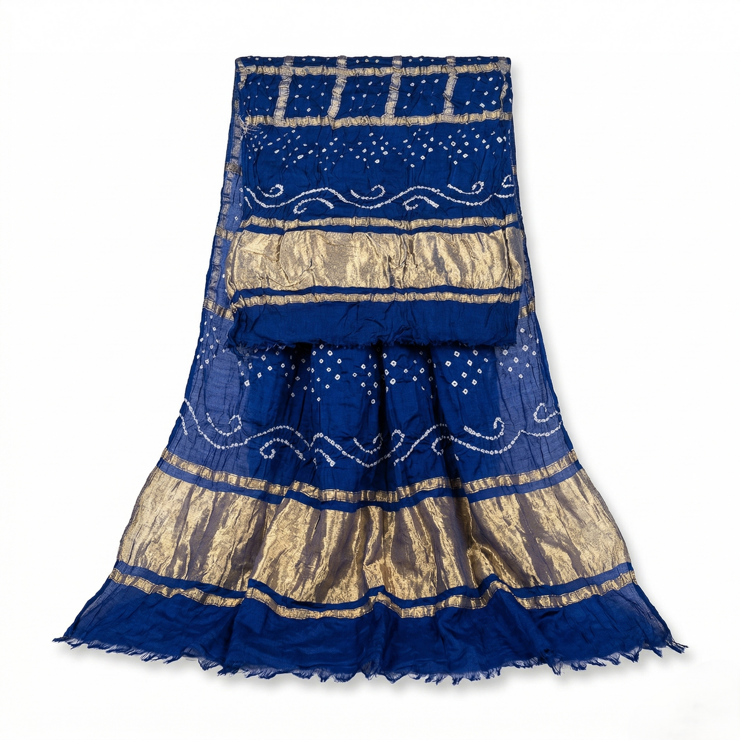 Royal Blue Bandhani Silk Grid Dupatta