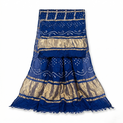 Royal Blue Bandhani Silk Grid Dupatta