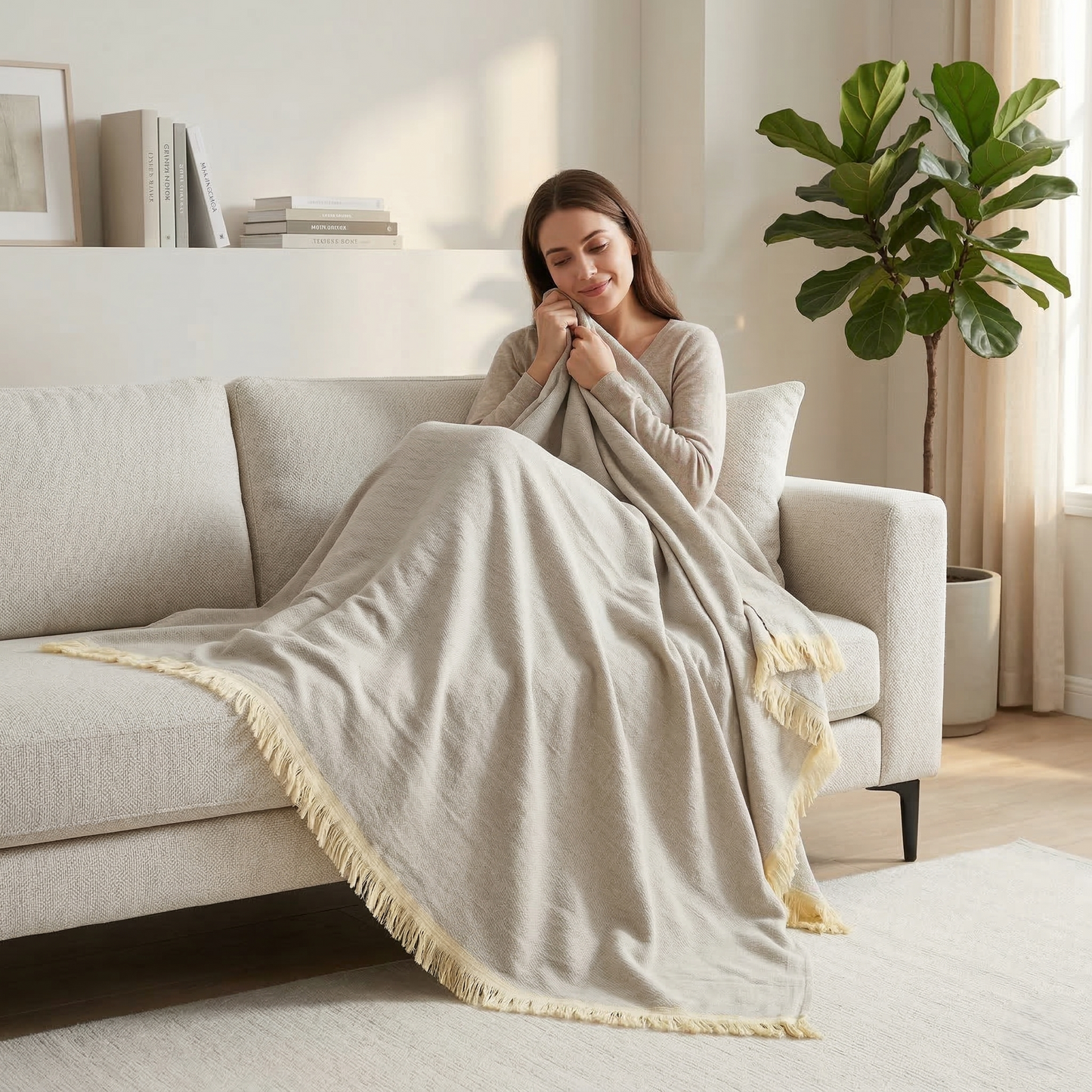 Hand Carved Heritage Pure Wool Oversized Blanket