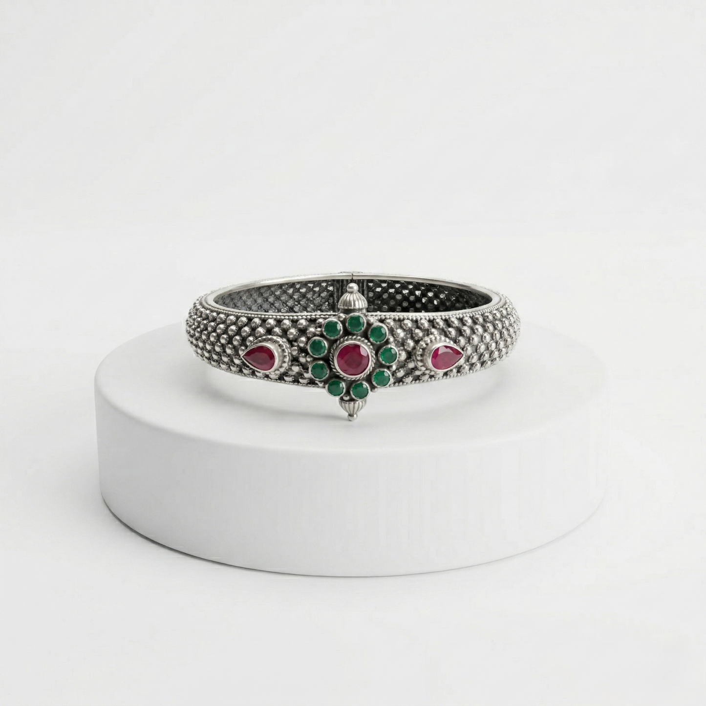 Vintage Floral 92.5 Silver Artisan Kada