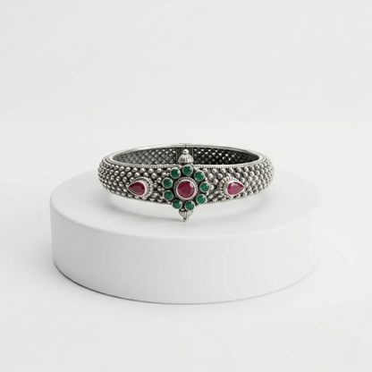 Vintage Floral 92.5 Silver Artisan Kada