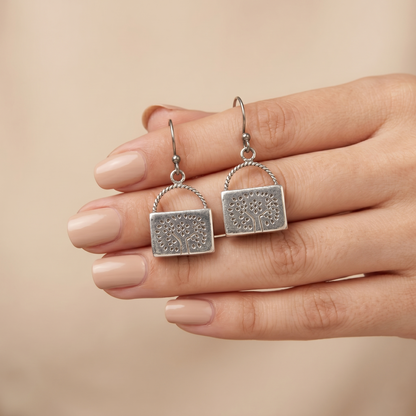 Handcrafted Tree of Life Silver Earrings