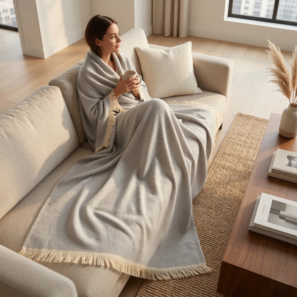 Hand Carved Heritage Pure Wool Oversized Blanket