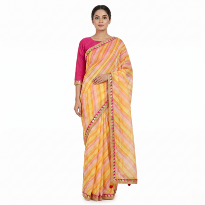 Vibrant Leheriya Festive Silk Blend Saree