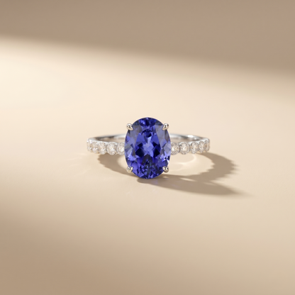 Oval Tanzanite White Gold Diamond Ring