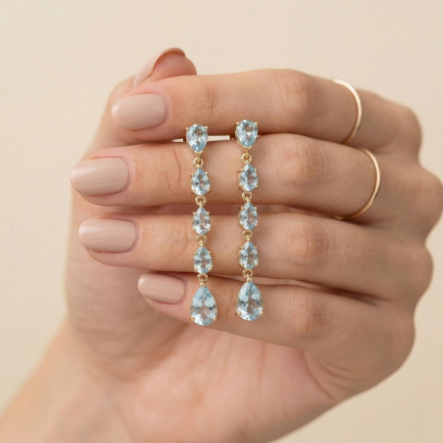 Elegant 92.5 Silver Blue Gemstone Earrings