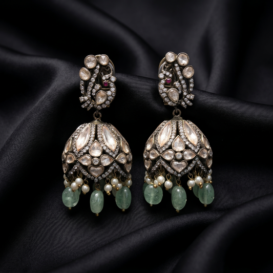 Heritage Polki 92.5 Silver Jhumka Earrings
