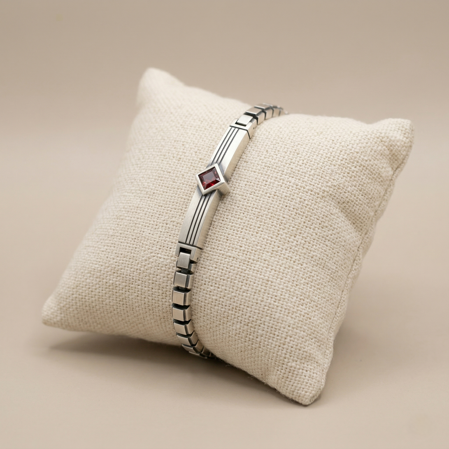 Vintage Silver Ruby Diamond Art Deco Bracelet