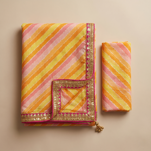 Vibrant Leheriya Festive Silk Blend Saree