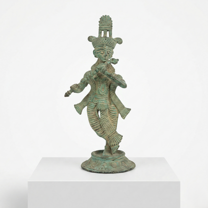 Lord Krishna Playing Flute Brass Idol