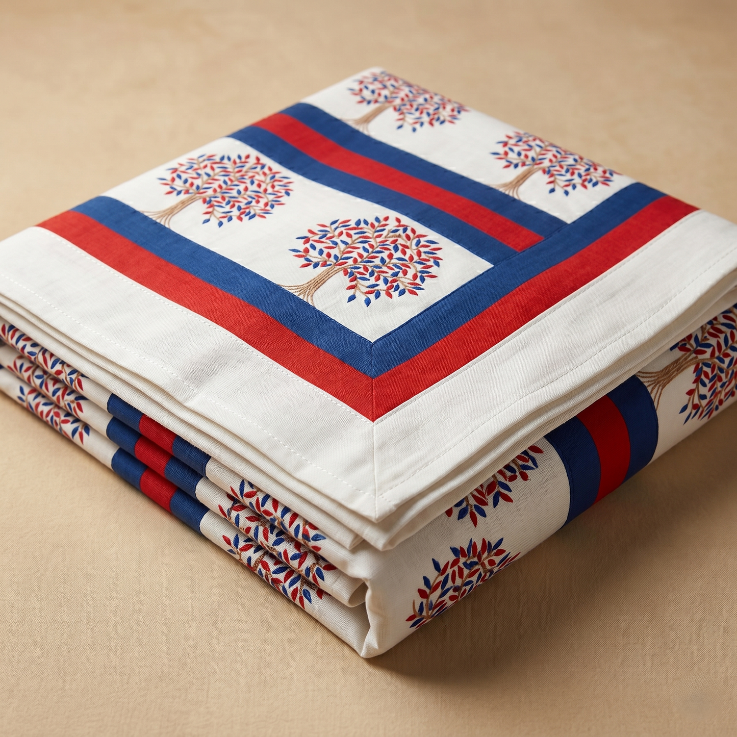 Royal Ivory Bedcover With Tree Motifs