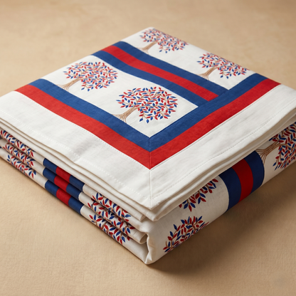 Royal Ivory Bedcover With Tree Motifs