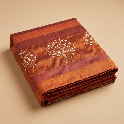 Luxury Silk Embroidered Tree Bedcover Set