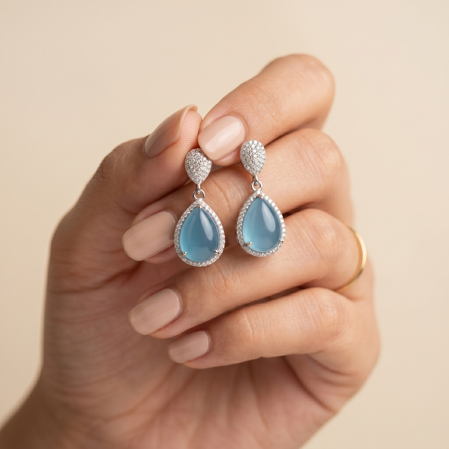 Serene Aqua Chalcedony Silver Drop Earrings