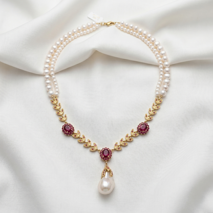 Regal Ruby & Pearl Silver Statement