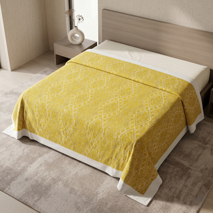 Yellow Geometric Simplicity Luxury Cotton Bedcover