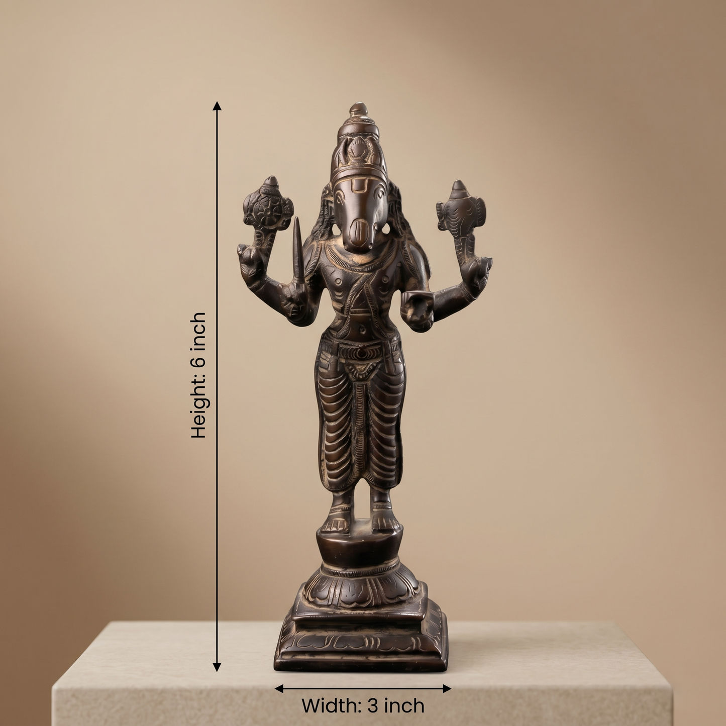 Handcrafted Antique Brass Lord Hayagriva Idol