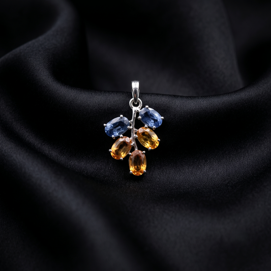 Celestial Branch Silver Gemstone Pendant