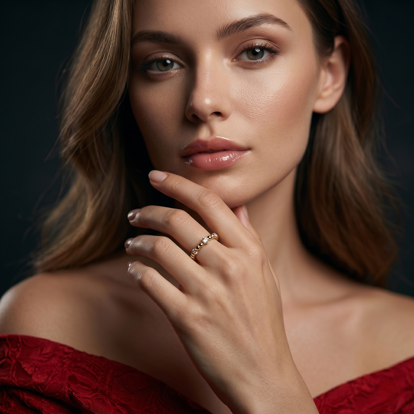 Elegant Beaded Gold Diamond Eternity Ring