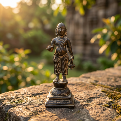 Antique Brass Lord Krishna Standing Idol