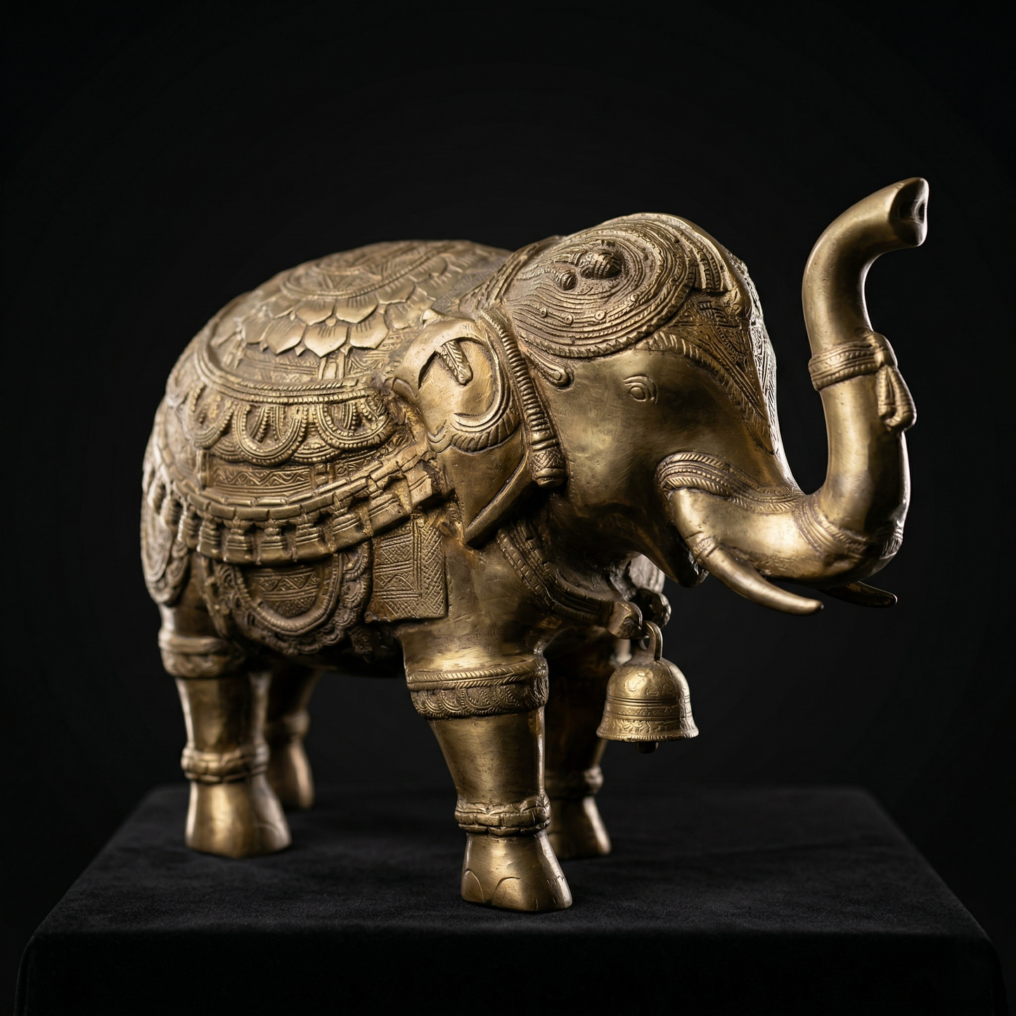 Heritage Brass Elephant with Intricate Carvings