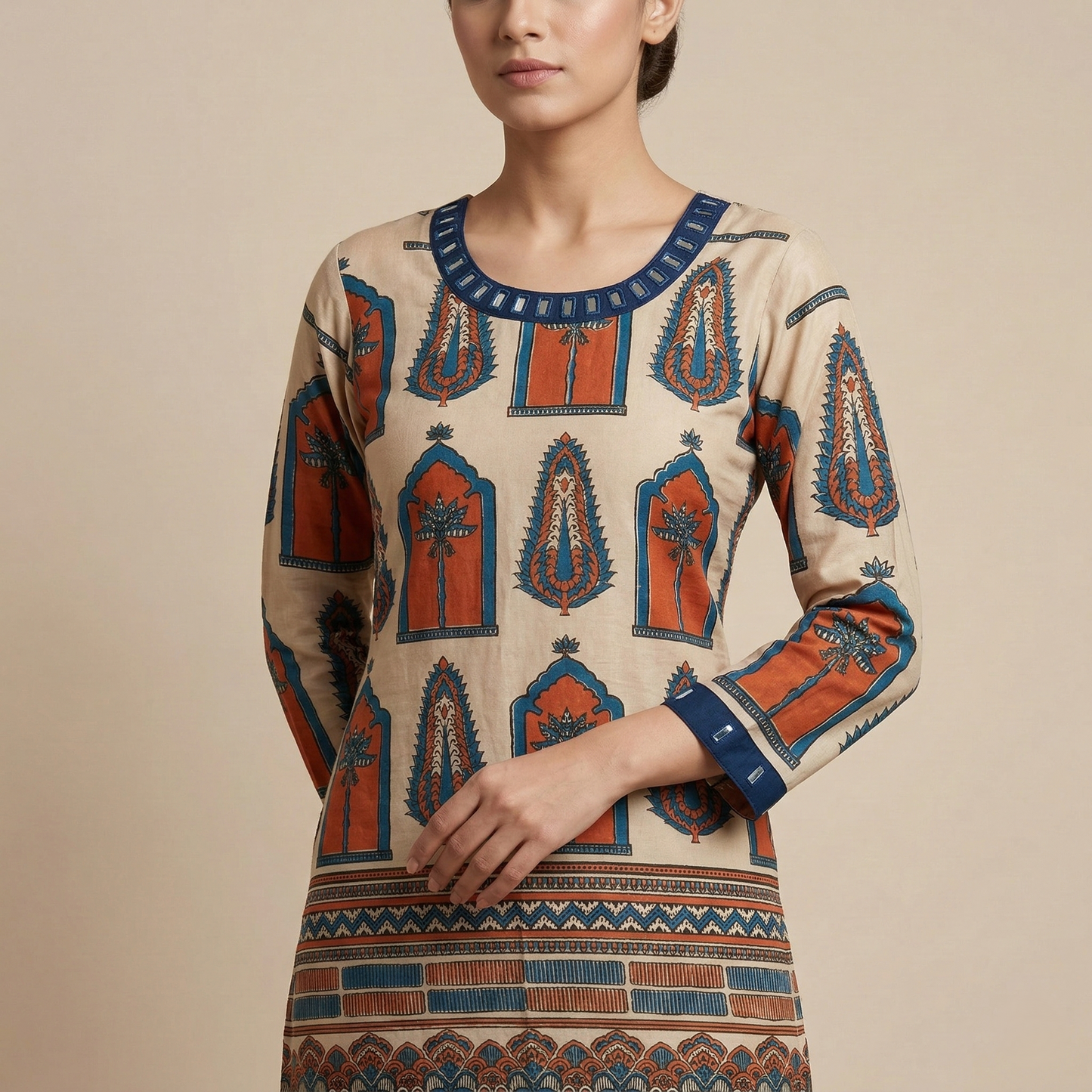 Boho Chic Printed in Jodhpur Blue Kurti