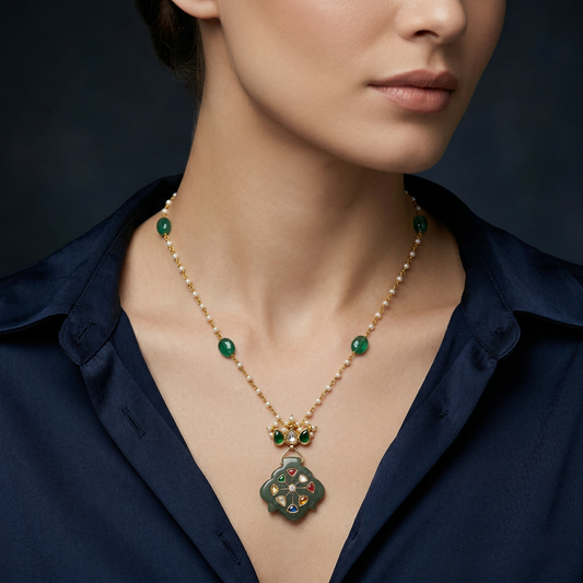 Emerald Radiance 92.5 Silver Artisan Necklace