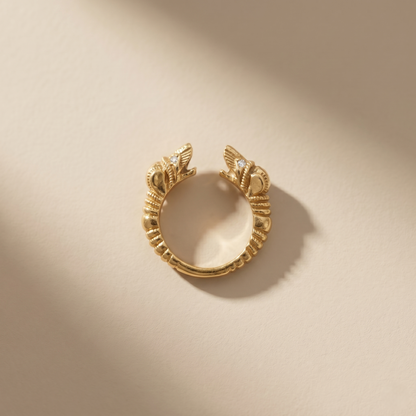 Antique Gold Twin Elephant Open Ring