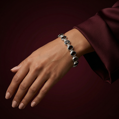 Ethereal Silver Radiance Gemstone Link Bracelet