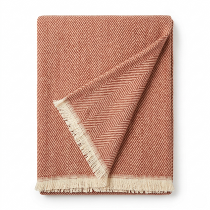 Elegant Sage Herringbone Hand Woven Blanket