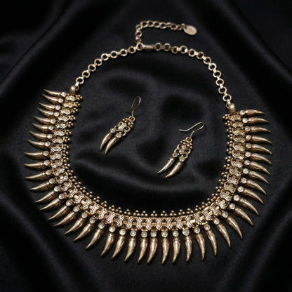 Antique Tribal Claw Silver Choker Set