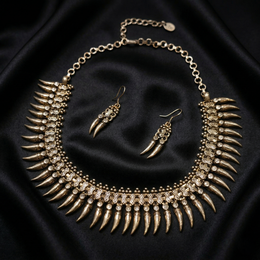 Antique Tribal Claw Silver Choker Set