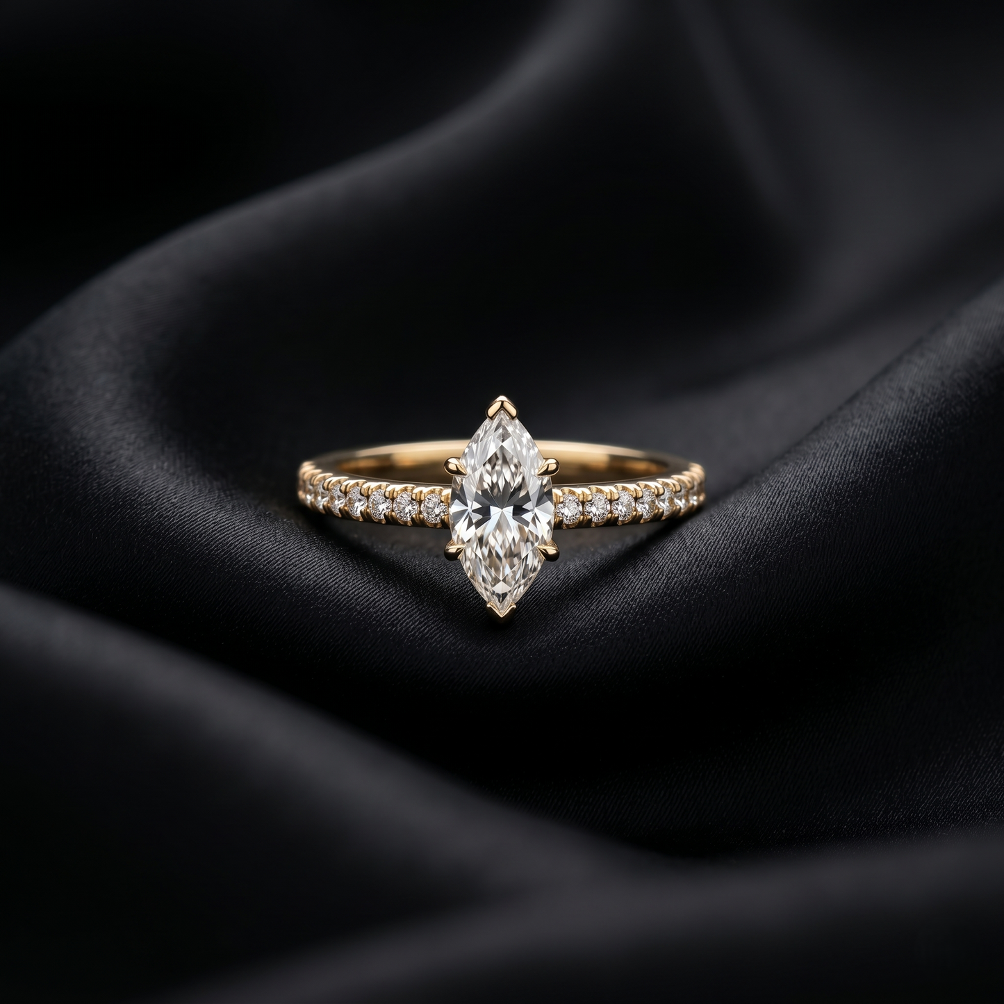 Marquise Diamond Yellow Gold Engagement Ring