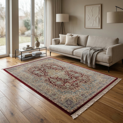 Vintage Medallion Crimson Persian Style Rug